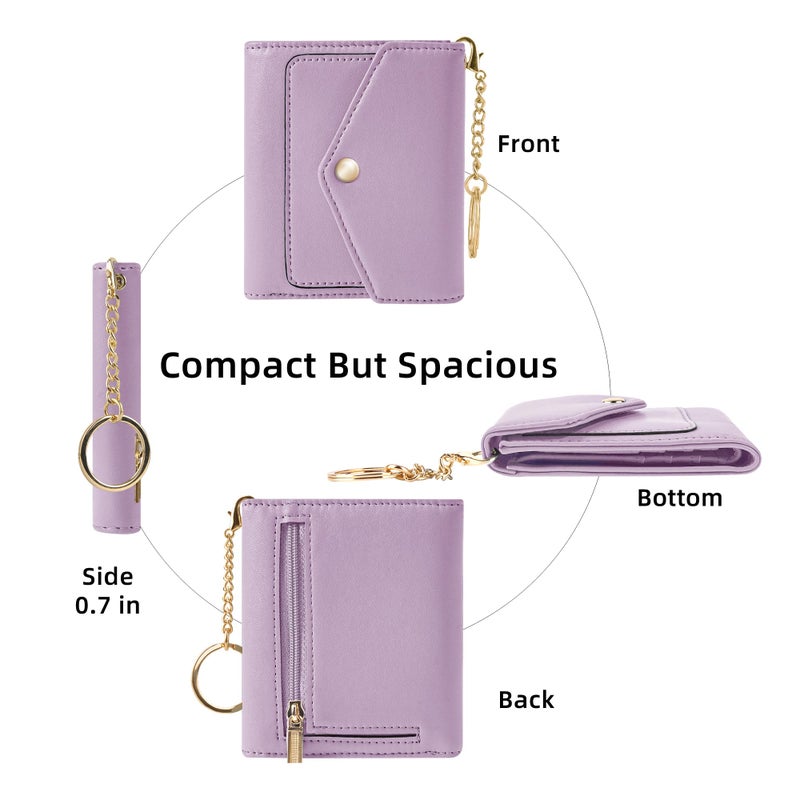 Gostwo Womens Wallet RFID Blocking Small Wallets Woman Credit Card Holder Trifold Ladies Wallets with Coins Zipper Pocket(Purple) - Image 5